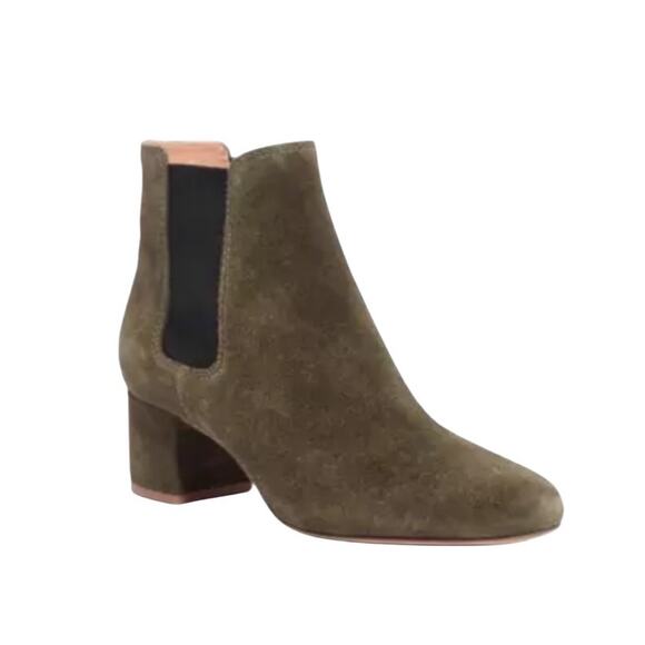 Madewell Chelsea Olive Green Suede Ankle Fall Booties Boots Block Heel Size 9.5 - Picture 2 of 11